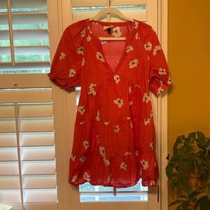 Coral floral dress